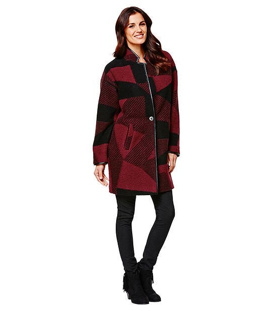 Cocoon Coat - Red / Black