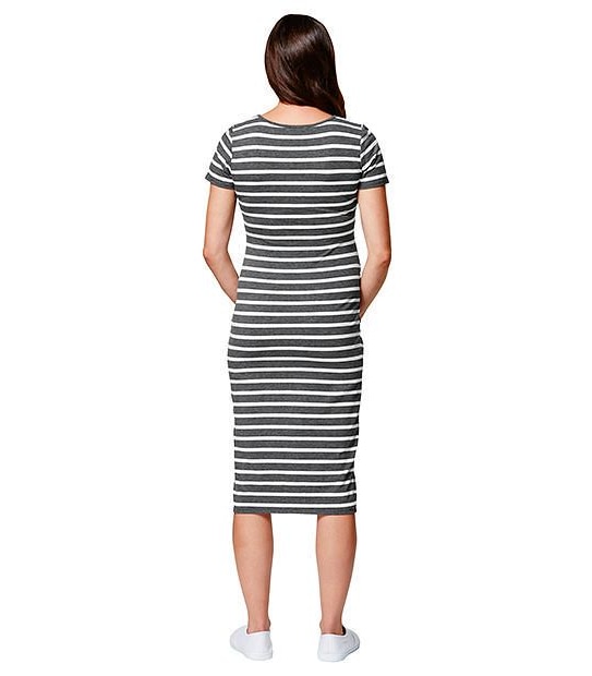 Maternity Bodycon Dress - Grey / White