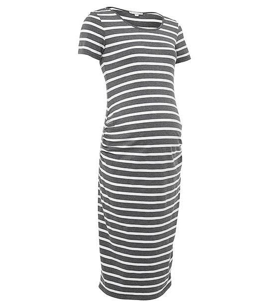 Maternity Bodycon Dress - Grey / White