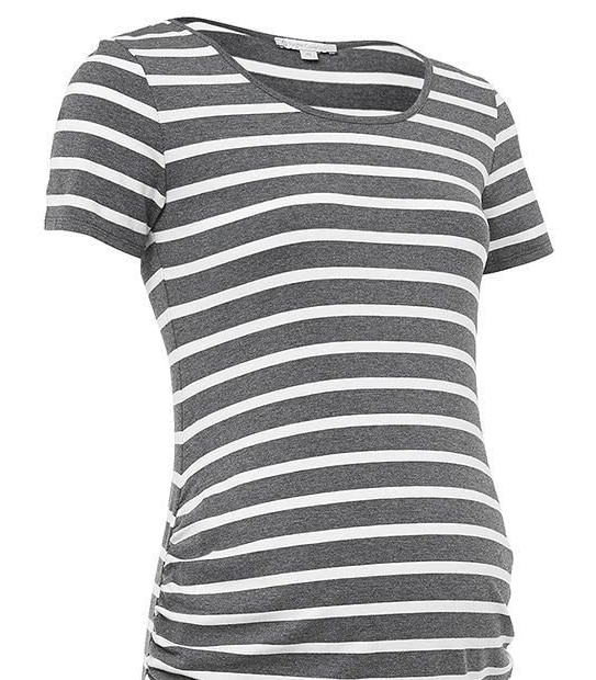 Maternity Bodycon Dress - Grey / White