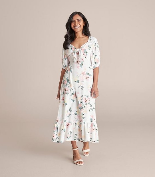 Dannii Minogue Petites Elbow Sleeve Tie Front Midi Dress