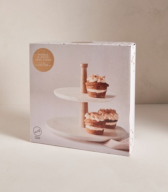 Marble & Wood 2 Tier Cake Stand