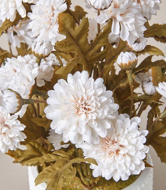 Faux Marigold Plant in Ceramic Pot