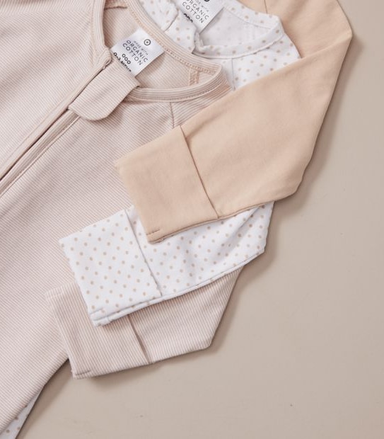 3 Pack Baby Organic Cotton Coveralls