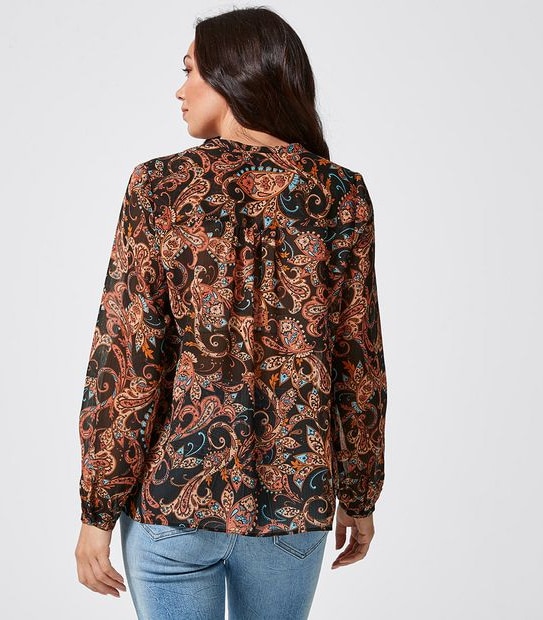 Long Sleeve Notch Neck Blouse