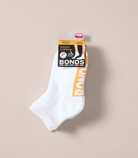3 Pack Bonds Cushioned 1/4 Crew Socks