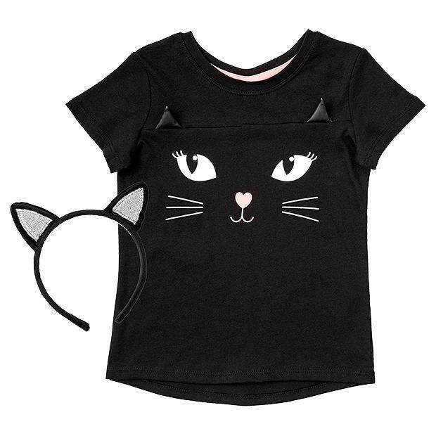 Halloween Cat Print T Shirt With Bonus Cat Ear Headband Target