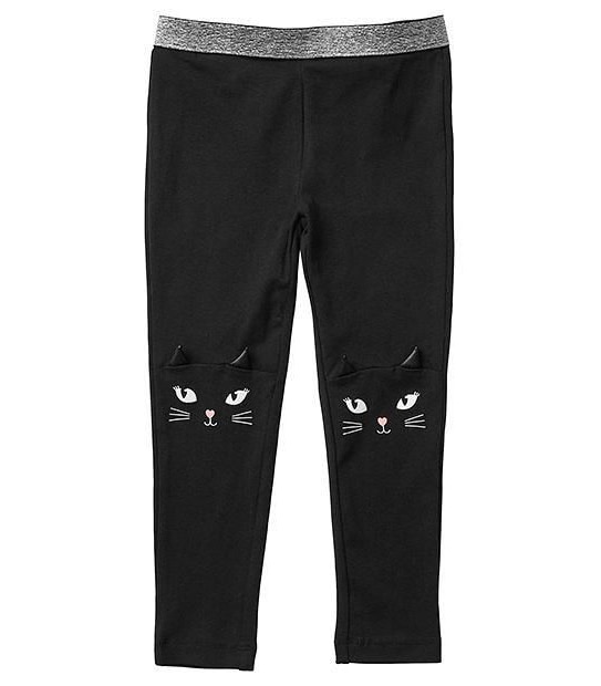 Halloween Black Cat Print Knee Full Length Leggings