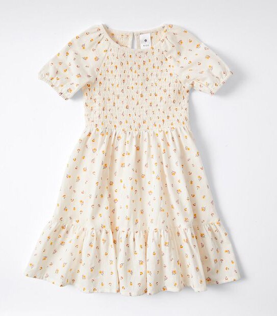 Shirred Floral Dress