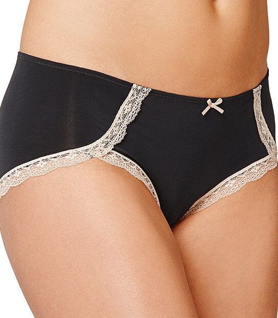 Lace Trim Boyleg Briefs - Black