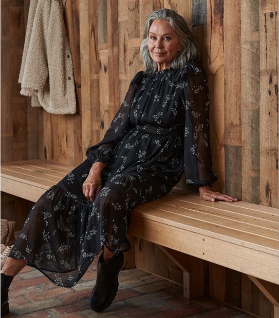 Preview Ruffle Shoulder Midi Dress