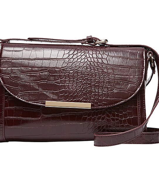 Caprice Croc Handbag - Bordeaux
