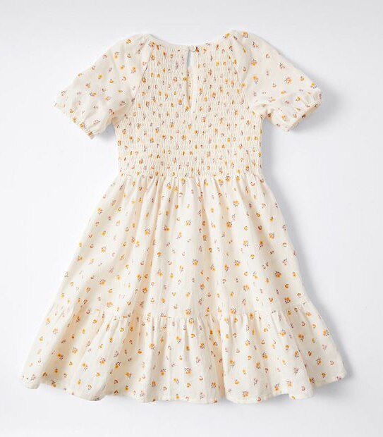 Shirred Floral Dress