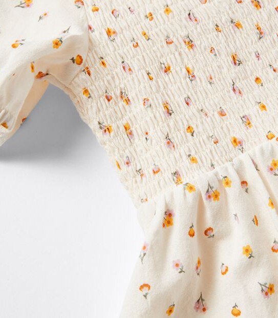 Shirred Floral Dress