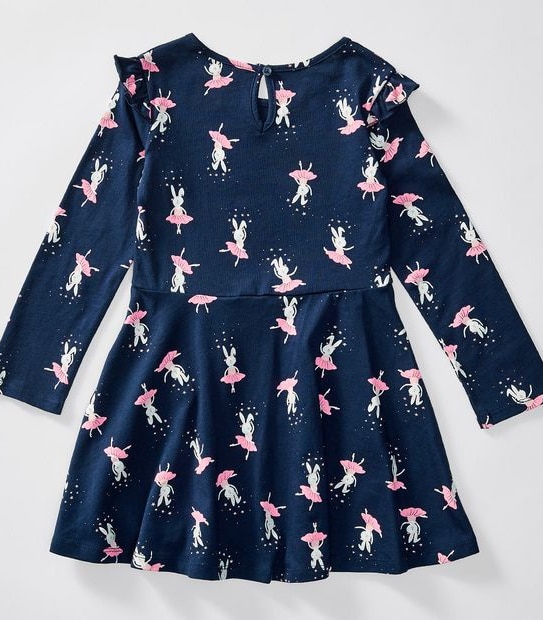 Long Frill Sleeve Print Dress