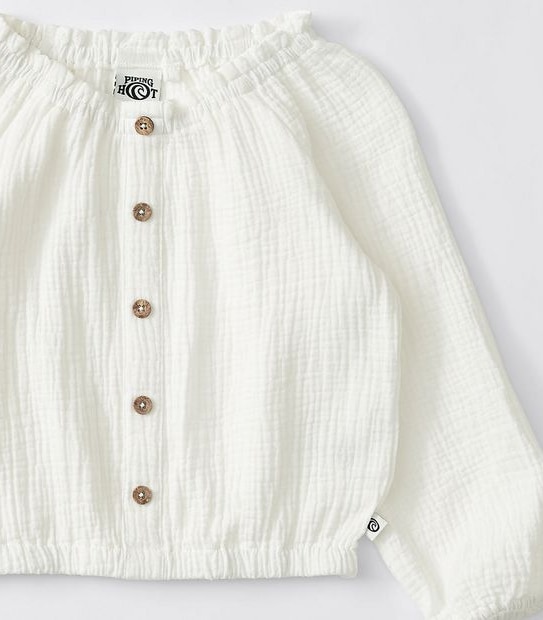 Piping Hot Long Sleeve Blouse - Cream