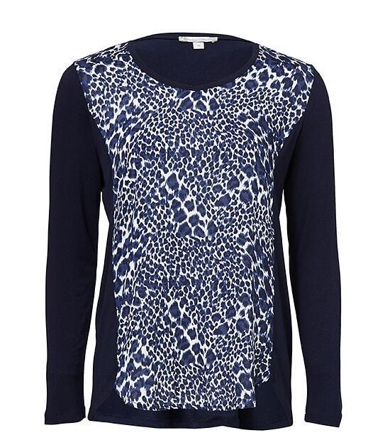 Long Sleeve Animal Print Top - Blue