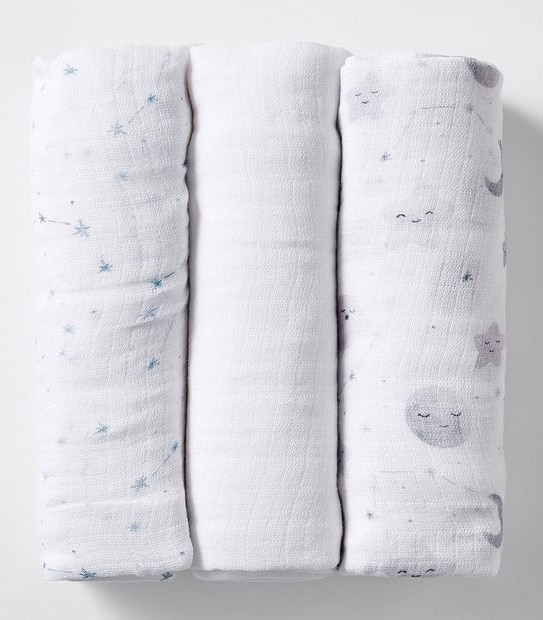 3 Pack Muslin Wraps - Little Moon