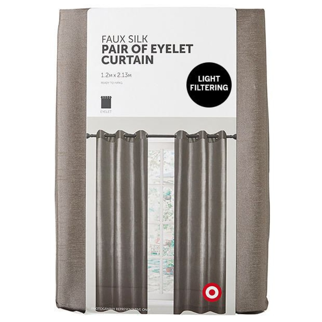 Faux Silk Pair Of Eyelet Curtains Grey Target Australia