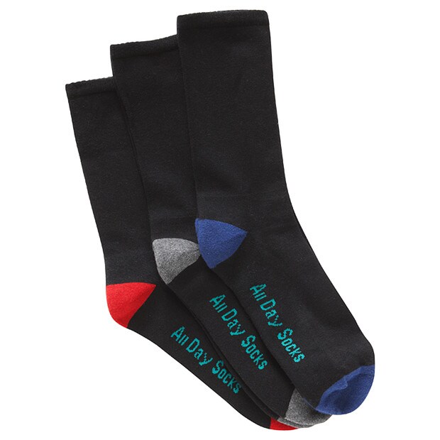 Men's 3 Pack All Day Cushion Foot Socks Black Target Australia