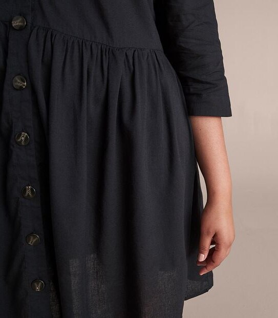 Curve V-Neck Button Down Dress