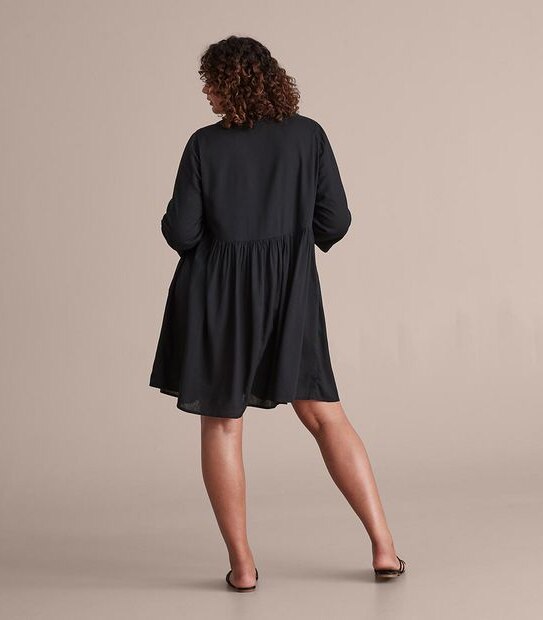 Curve V-Neck Button Down Dress