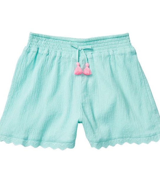 Scalloped Hem Cheesecloth Shorts