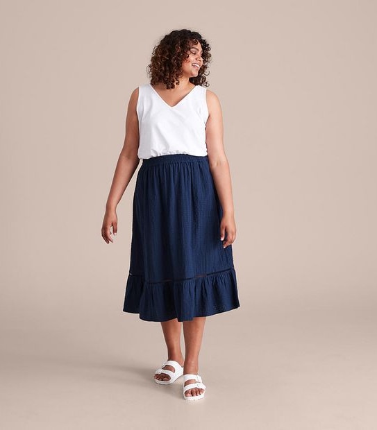 Curve Tiered Woven Maxi Skirt