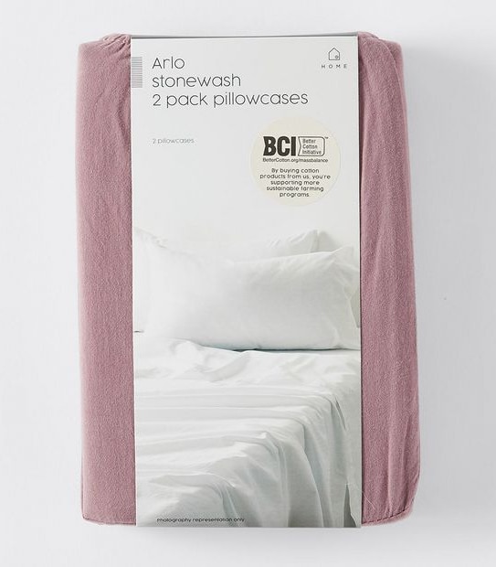 Arlo Stonewash 2 Pack Pillowcases