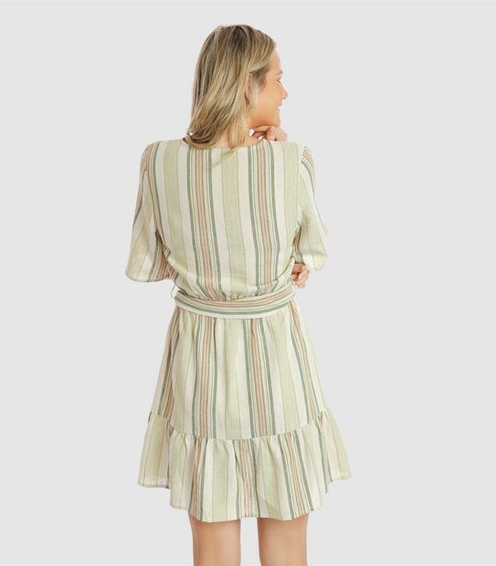 Piping Hot Linen Blend Wrap Mini Dress 3 of 6