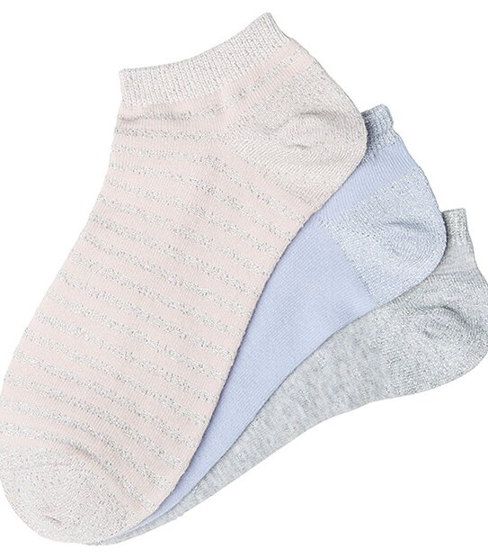 3 Pack Metallic Low Cut Socks