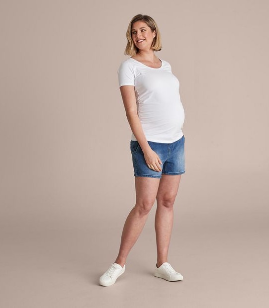 Maternity Gathered Waist Denim Shorts