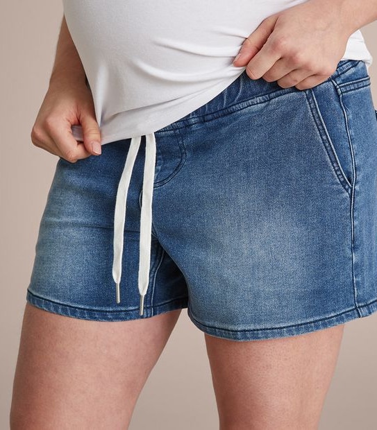 Maternity Gathered Waist Denim Shorts