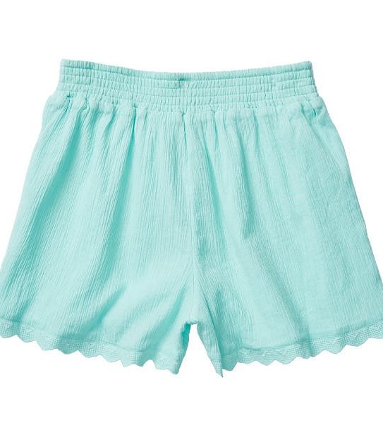 Scalloped Hem Cheesecloth Shorts