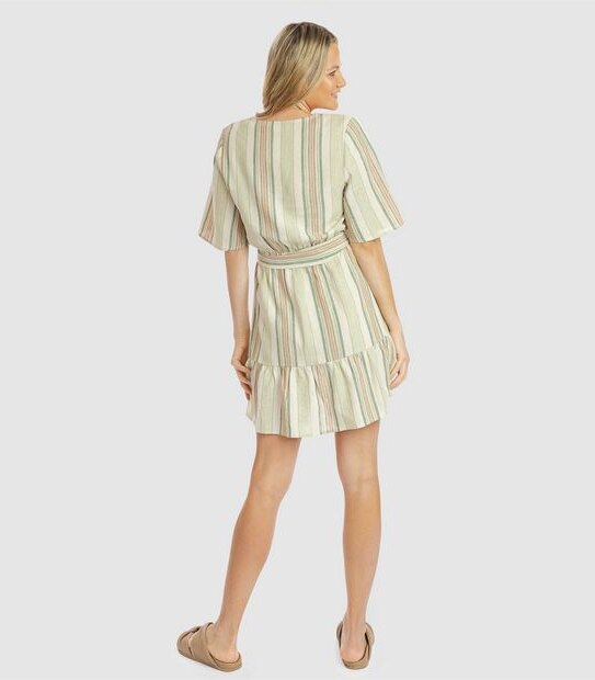 Piping Hot Linen Blend Wrap Mini Dress 6 of 6