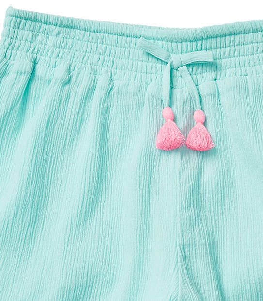 Scalloped Hem Cheesecloth Shorts