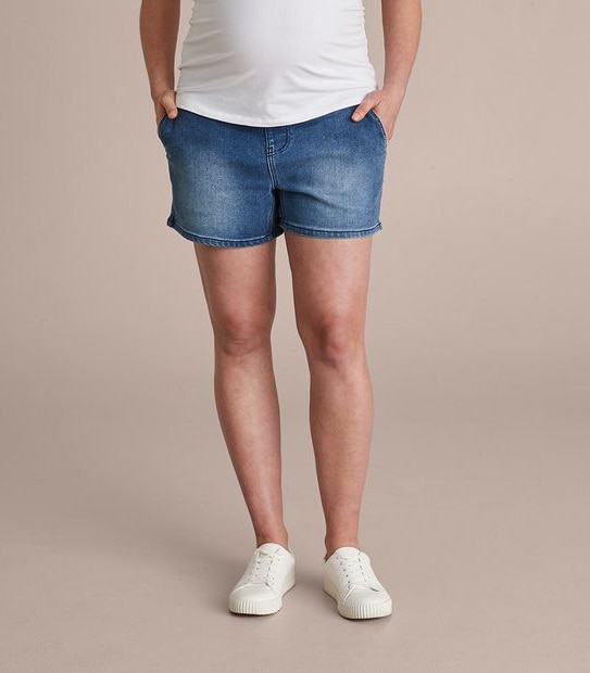 Maternity Gathered Waist Denim Shorts