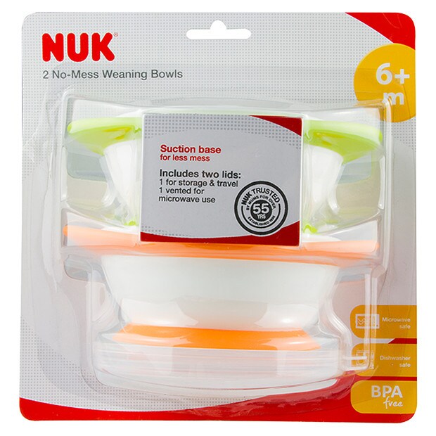 NUK 2 Pack No Mess Weaning Bowls NUK 2 Pack No Mess Weaning Bowls