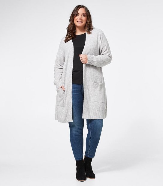 Belle Curve Comfy Cardigan - Grey Marle