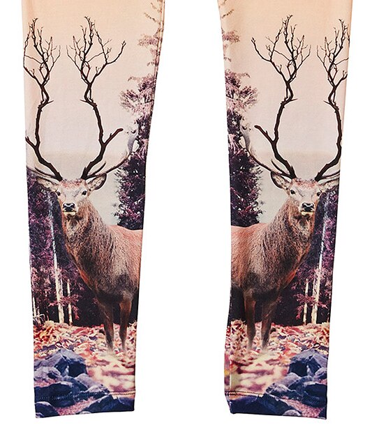 Full Length Deer Photo Print Leggings
