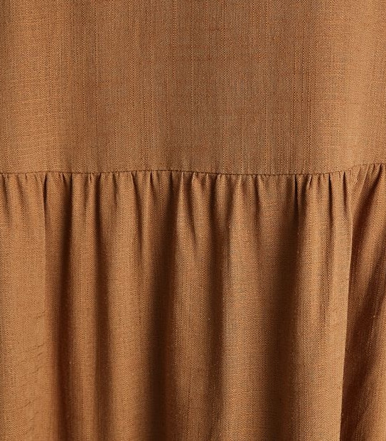 Curve Linen Blend Tiered Dress