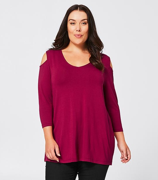 Belle Curve Cold Shoulder Top