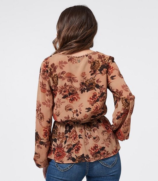 Dannii Minogue Petites Flounce Hem Blouse - Dusty Pink Floral