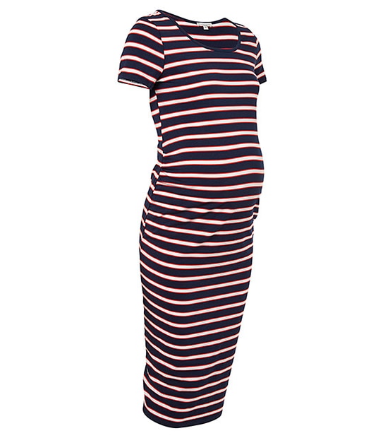 Maternity Bodycon Dress - Red / Navy / White
