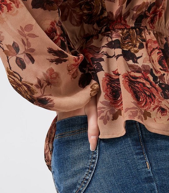 Dannii Minogue Petites Flounce Hem Blouse - Dusty Pink Floral