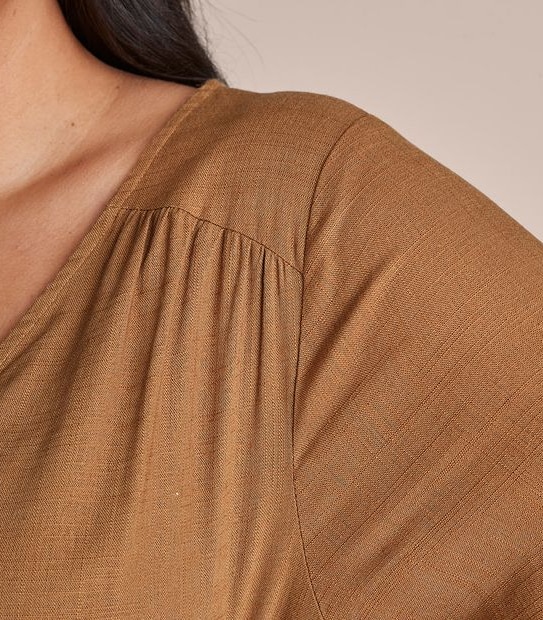 Curve Linen Blend Tiered Dress