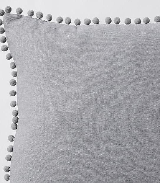 Linen Cotton Pom Pom Cushion 45cm