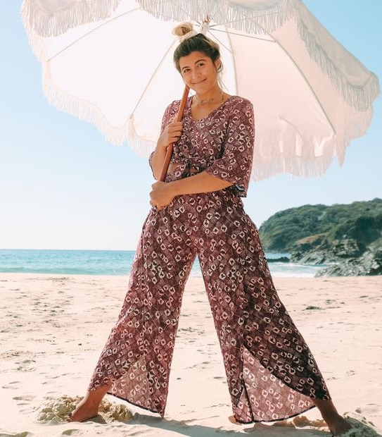 Piping Hot Kimono Sleeve Tie Blouse