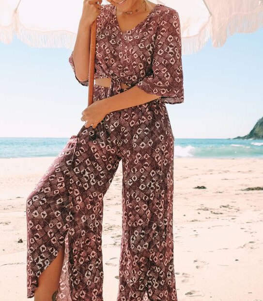 Piping Hot Kimono Sleeve Tie Blouse