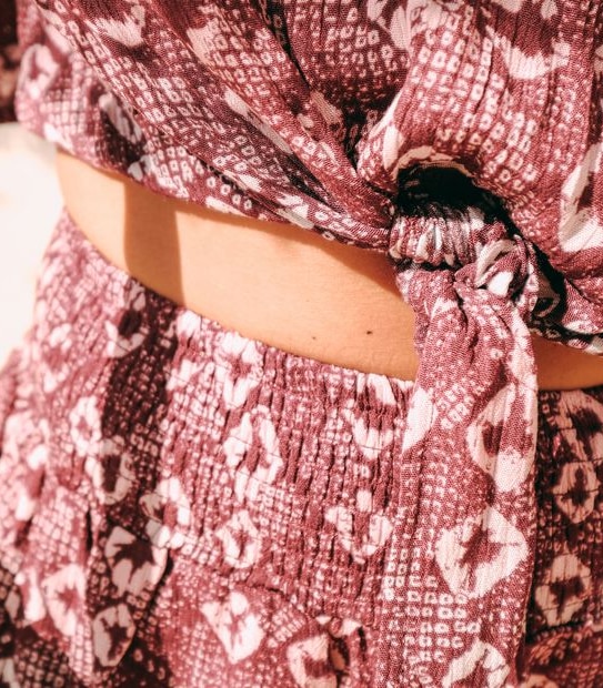 Piping Hot Kimono Sleeve Tie Blouse